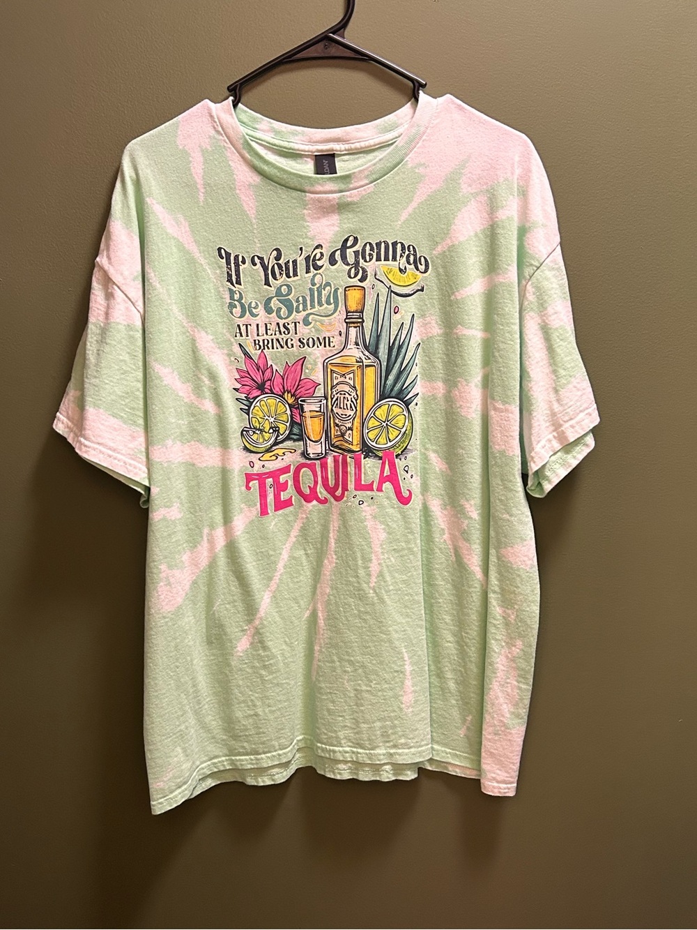 Gildan XL Mint Bleached Tie-Dye Tee